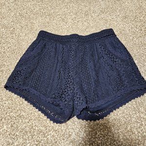 Francesca's Miami Navy Blue Lace Shorts